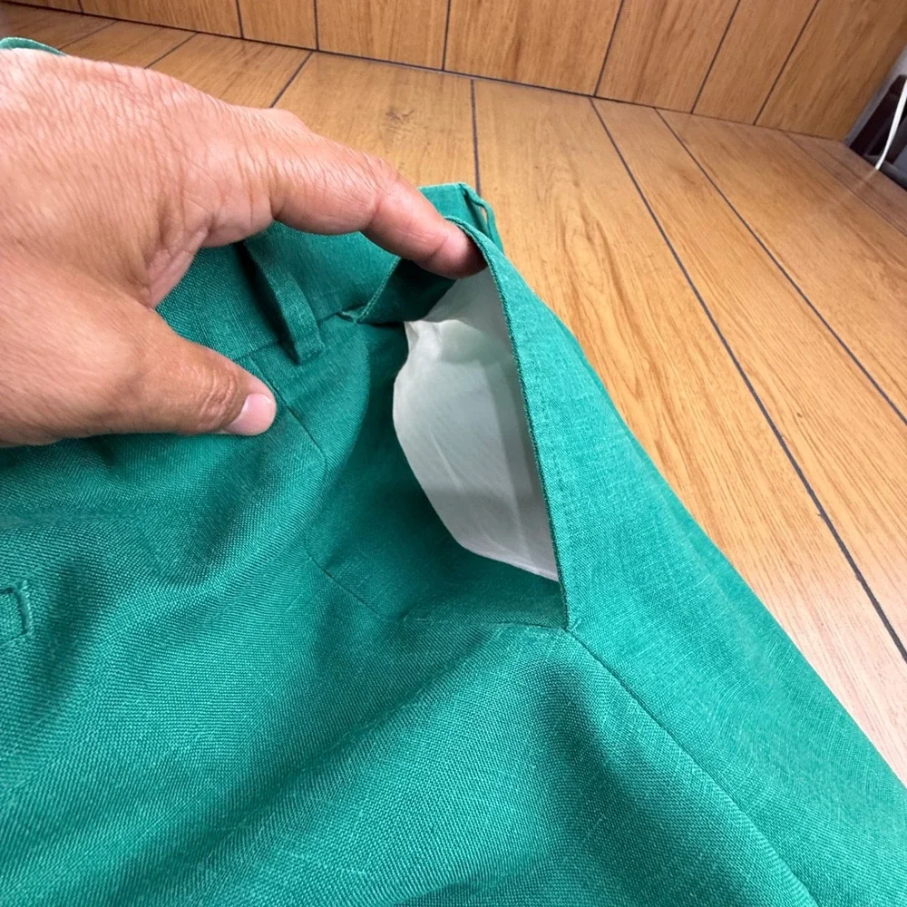 Vintage Islander Linen Bermuda Shorts Green Pleated Mens 44 English Sports Shop